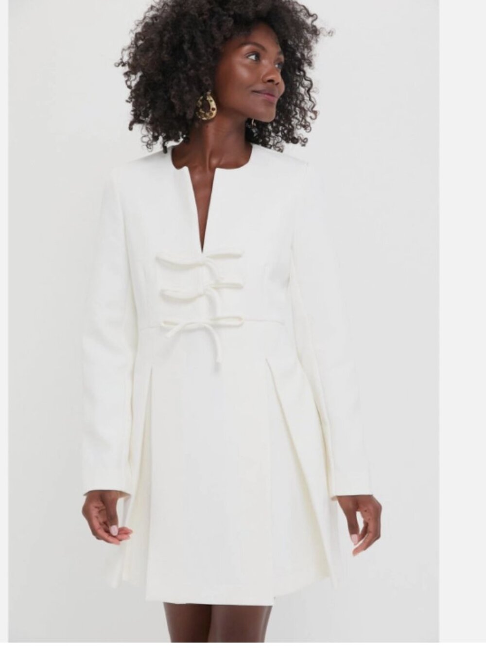 NWT Tuckernuck White Crepe Blair Bow‎ Coat Dress Size XL